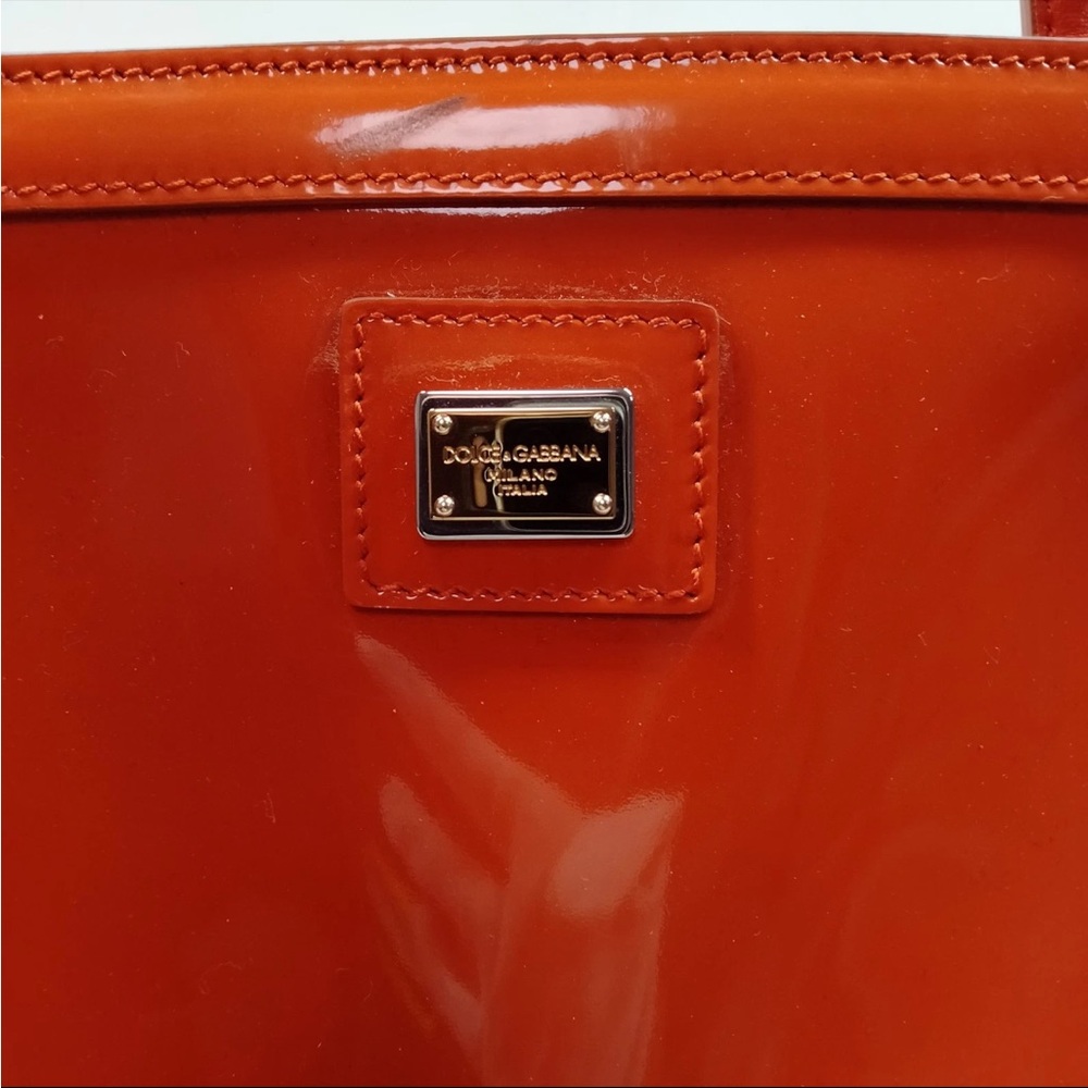 Dolce & Gabbana Orange Patent Leather Tote - Picture 9 of 9